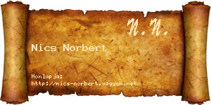 Nics Norbert névjegykártya